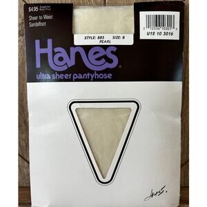 NOS Vintage Hanes Ultra Sheer Pantyhose Sandalfoot Pearl‎ Sz B Style 885